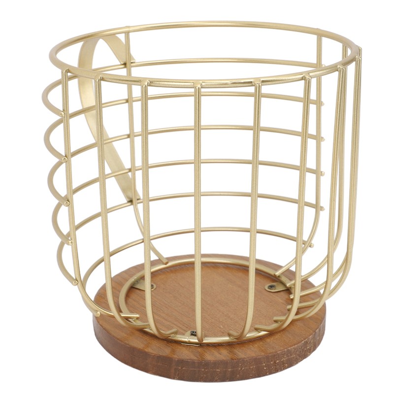 Coffee Pod Holder Iron Large Capacity Space Saving Wooden Base
