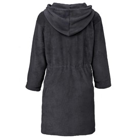 CelinaTex Women's Bathrobe Short or Long, XS-XL, Micro Flannel Dressing Gown with Hood, Sauna Gown with Zip (Vital) - Anthrazit Langer Schnitt, size: l