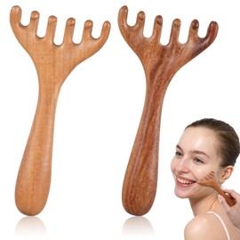 Tyqour 2 Pcs Wooden Hair Scalp Massager Comb, Portable Head Scratcher Massager for Relaxation and Stress Reduction, Gift for Family Friends