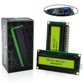 GeeekPi 2-Pack I2C 1602 LCD Display Module 16X2 Character Serial Yellow Backlight LCD Module for Raspberry Pi Arduino STM32 DIY Maker Project Nanopi BPI Tinker Board Electrical IoT Internet of Things