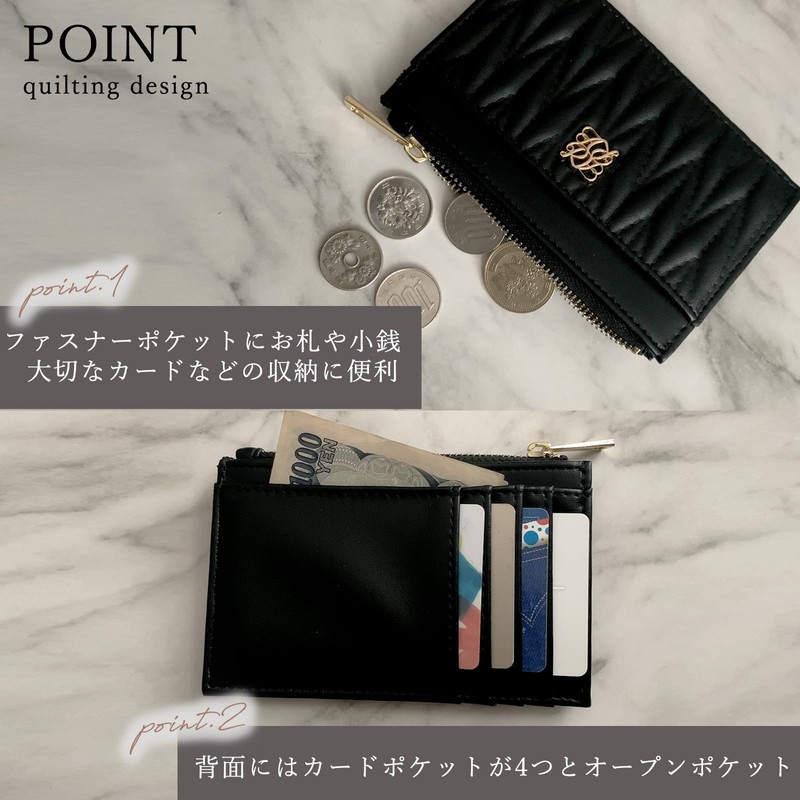 Crossmarbery Fragment Case Slim Wallet with Coin Pocket Quilted Lightweight