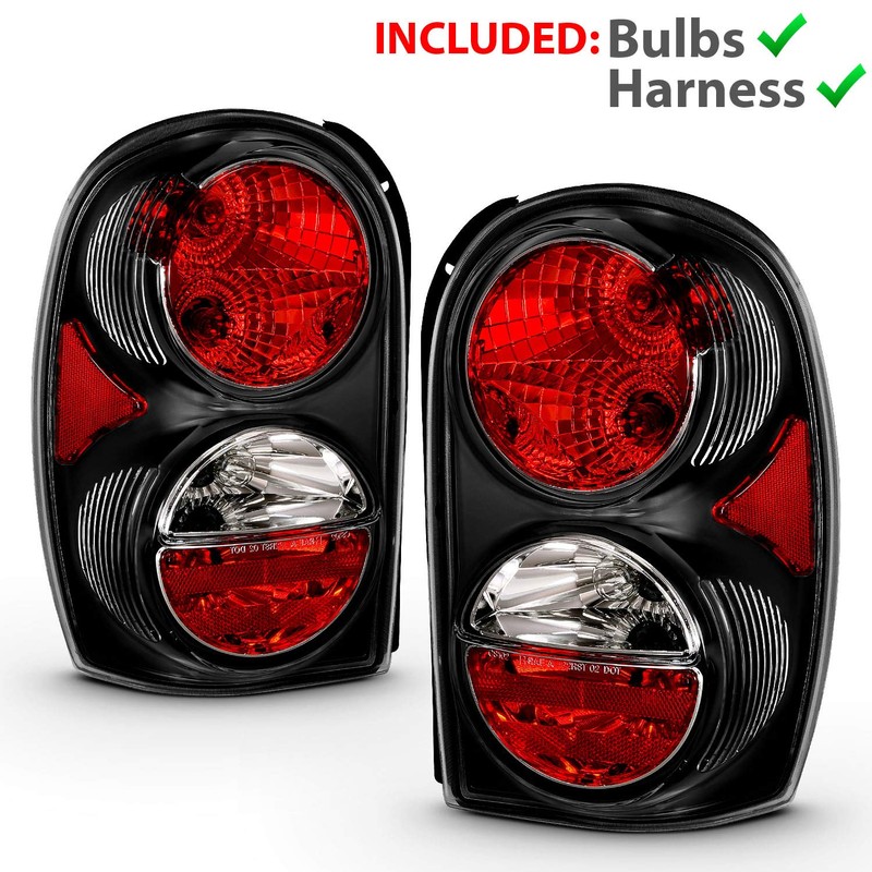 AmeriLite Black Replacement Brake Tail Lights Set For 02-07 Jeep