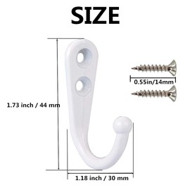 24 Pieces Coat Hooks, Wall Mounted Hook Robe Hooks Coat Hook Single Coat Hanger Cloth Hanger with 50 Pieces Screws for Cloakroom Bath Kitchen Garage (White)