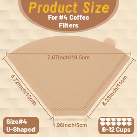 ANTETOK Disposable Coffee Filters - 200 Count Cone Coffee Filters #4,Unbleached Natural Coffee Paper Filters 8-12 Cup,Compatible with Pour Over Coffee Maker