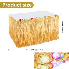 GEERDAN Hawaii Table Skirt, Decorative Accessory with Multicoloured Flowers for Summer Garden Beach Party, Hawaiian Party, Birthday Party, Costume Party, Holidays and Outdoor Gatherings (1 Item)