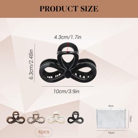 3.9" Haarklammern Große Glänzende Rutschfeste Haarklammern für Damen mit dünnem und mittel dickem Haar, Haarklammer Groß Dickes Haar, Claw Clip, 4 Stück