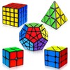 AuntyFey 5 Pack Magic Speed Cube Set - 2x2, 3x3,