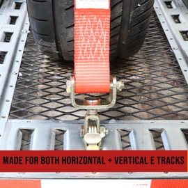 Boxer Pro Series Car Tie Down - E Track Rolling Idler – 2 Inch x 8 Feet - 4 Pack Red Straps