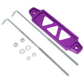HOPESPANNER Universal Car Battery Tie Down Bracket Hold Lock Battery Hold Down Bracket Aluminum Alloy Purple 1 Set with J-hook Nut Washers Protective Sleeves