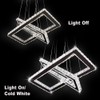 Finktonglan Modern Crystal Chandelier, Rectangular Double Ring LED Pendant Light,