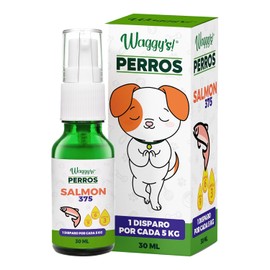 Waggys Aceite Relajante + SALMÓN para Perros Chicos - Apoyo para el manejo de Estrés y Ansiedad, Inflamación, Piel y Pelo - Adicionados con Omegas y Aceite Relajante - 75 Disparos.
