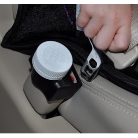 Buckle Guard PRO Seat Belt Button Cover Deters Children & Disabled Adults from Opening their Seat Belt while Riding in a Motorized Vehicle, No "Key" Needed to Open Device (Tan)