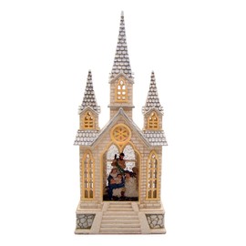 Lighted Water Lantern Church with Nativity Scene and Swirling Glitter, Includes Timer, Religious Christmas Decor, 16 Inches High