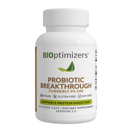 BiOptimizers BiOptimizers Probiotic Breakthrough, Proteolytic Prebiotics & Probiotics Supplement C Lactobacillus Plantarum OM for Immune, Bloating & Gut Relief Support, 60 Vegan Capsules