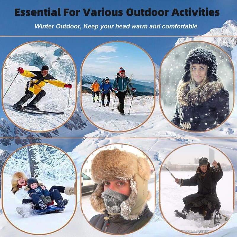 HEYANN Winter Trapper Hat with Ear Flaps Grey Trooper Ushanka