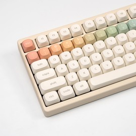 Niedliche MOA-Profil-Tastenkappe, 125 Tasten, PBT-Tastenkappe, Farbstoff-Sublimation-Tastenkappen-Set mit Tastenkappen-Abzieher für mechanische Tastaturen, 60 %, 75 %, 100 % (Regenbogen)