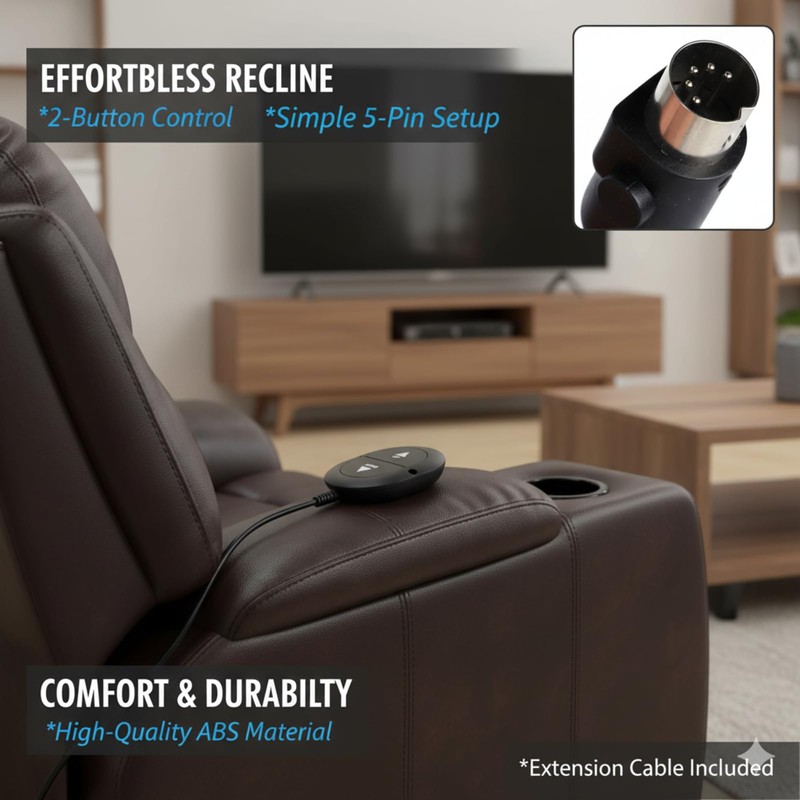 Yulatik 2 Button 5 Pin Electric Sofa Hand Controller -