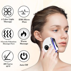 EMS Elektrisch Gua Sha, 4 Modi Gesichtsmassagegerät, Gegen Falten Schönheit Gerät mit 9 Vibrationsstufen & 3 Heizstufen, Gesichtsstraffung Gerät, Electric Facial Beauty Massager, Face Lifting Gerät