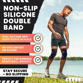 EliMart Knee Compression Sleeve for Men & Women – Comfortable Knee Brace for Running, Sports, Workout & Joint Pain Support (Orange, Large)