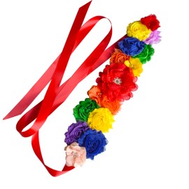 Oyabridal Rainbow Maternity Sash Belt Flower Wedding Sash Sash for Baby Shower (Red)