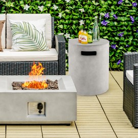 Tangkula 16 Inch Propane Tank Cover Table, Propane Tank Cover for Standard 20 LBS Propane Gas Tank, Ore Powdered Surface, Tank Holder & Handy Handles, Side Table for Indoor & Outdoor Uses