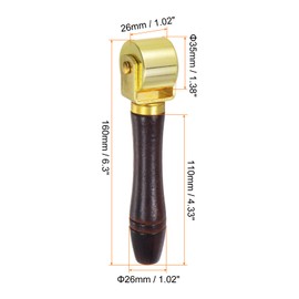 sourcing map Seam Roller for Leather 1" 26mm Carbon Steel Leather Press Edge Roller Leather Edge Creaser Smoother Glue Laminating Roller for Leather Fabric Craft DIY, Gold Tone