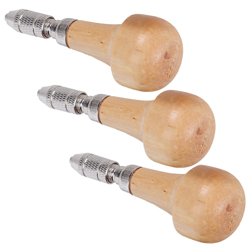 3 Set Hand Chucks Wooden Handles Pear Shape Graver Handle