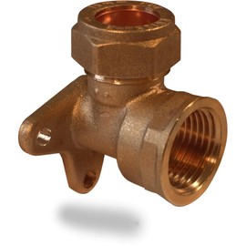 NPH Compression Wall Plate Elbow, 15 mm X 1/2" - Brass