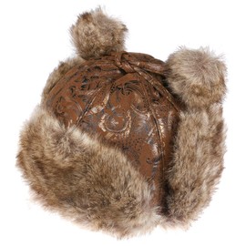 McBURN Kaziranga Bobble Aviator Hat Women's – Made in Italy Winter Hat Women's Laper Faux Fur Hat with Lining Autumn Winter, brown