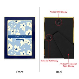 Laura Ashley 5x7 Navy Enamel Picture Frame, Gold Metal Edge with Easel, for Countertop, Counterspace, Tabletop Display, Bookshelf, Desk, Wall Décor, Photo Gallery (5x7, Navy W/Gold)