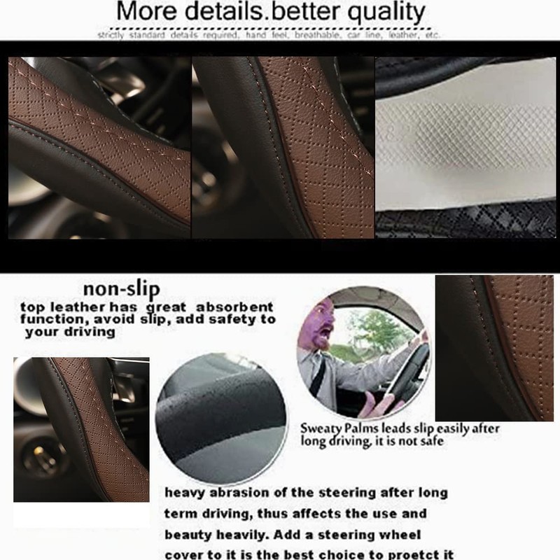 Gomass Car Steering Wheel Cover, Anti-Slip, Safety, Soft, Breathable, Heavy
