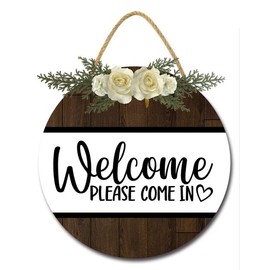 Bidesign Welcome Please Come In Signs for Front Door Porch Rustic Wooden Welcome Plaque for Farmhouse Home Kitchen Living Room Decor Wall Decorations Outdoor Indoor