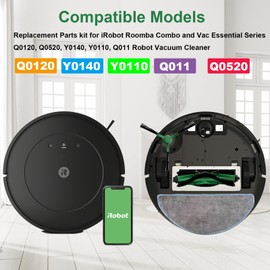 14 Pack Replacement Parts kit for iRobot Roomba Combo Essential Series Q0120, Q0520, Y0140, Y0110, Q011 Robot Vacuum Cleaner, 1 Main Brush, 4 Side Brushes,4 Hepa Filters,4 Mop Cloth,1 Cleaning Brush