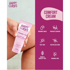 HAPPY CURVES Comfort Cream Deodorant for Women: Aluminum-Free Lotion to Powder for Private Parts, Under Breast, & Body - Anti Chafing Cream 2.25 oz. (1 Pack, Fragrance-Free)