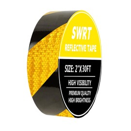 SWRT 2 Inch X 30 FT Reflective Tape Outdoor Waterproof Black & Yellow Reflective Tape Strong Adhesive Caution Hazard Warning Tape Reflector Conspicuity Tape for Trailer Sign