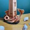 Handcrafted Wood-Effect Lighthouse: 22cm Height, Intricate Carving, Adorned with Whale