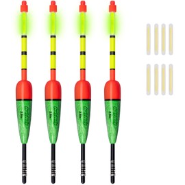QualyQualy 4 x Eva Foam Lighted Fishing Bobbers + 8 x Glow Sticks Night Fishing Lighted Bobbers (4pcs-22cm)