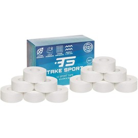 TAKE SPORT® Sports Tape, Sports Bandages, Finger Tape, Physio Tape, Sports Tape, Sports Bandages, Crossfit, Bandages Boxing, 2.5 x 10 m, 100% Cotton, Zig Zag Edge, Non-Elastic, White (12)