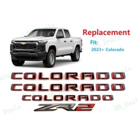 Colorado 4PCS Gloss Black Red Door Rear Colorado ZR2 Emblems Letters Fit 2023+ Colorado