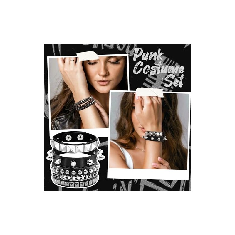 Juego de 31 piezas de disfraz punk para mujer, disfraz