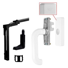 Schüco Window Handle, Transmission Hand Lever + Corner Deflection with Locking Roller and Cap as Complete Set, Profile System Schnicks Hand Lever