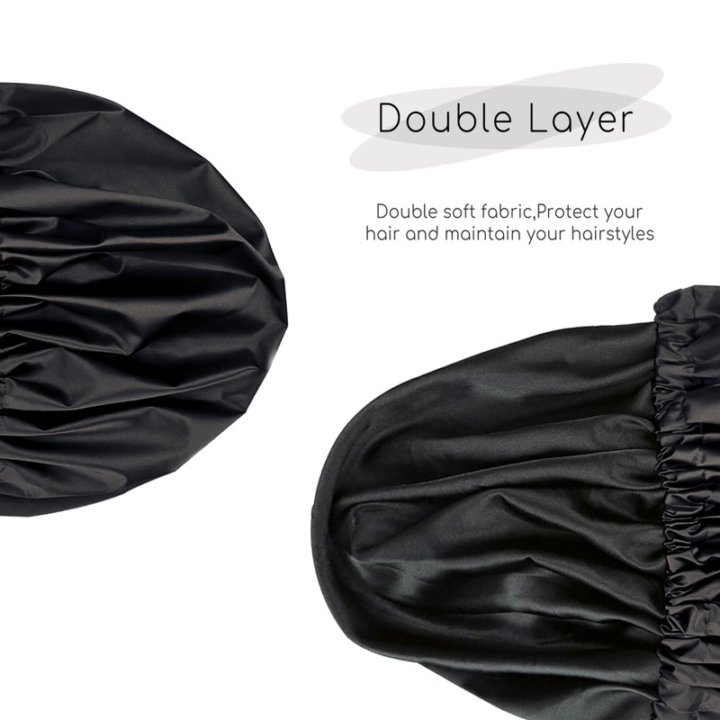 Amamba Shower Caps, Silk Lined Shower Cap for Women,Reusable,Adjustable Size,