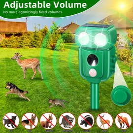 Solar Ultrasonic Animal Repellent Outdoor 4 Pack Cat Squirrel Rabbit Dog Deer Repellent Devices Skunk Coyote Raccoon Fox Deterrents Light Animal Repeller with Motion Sensor for Yard Garden (4, Green)