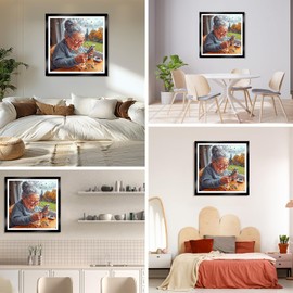 DAERLE Diamond Painting Set Adults, Cute Old Lady, 5D DIY Diamond Painting Pictures, Wall Decoration for Living Room, Bedroom, Gift Idea for Women, Beginners, 30 x 30 cm, Colourful Jewels