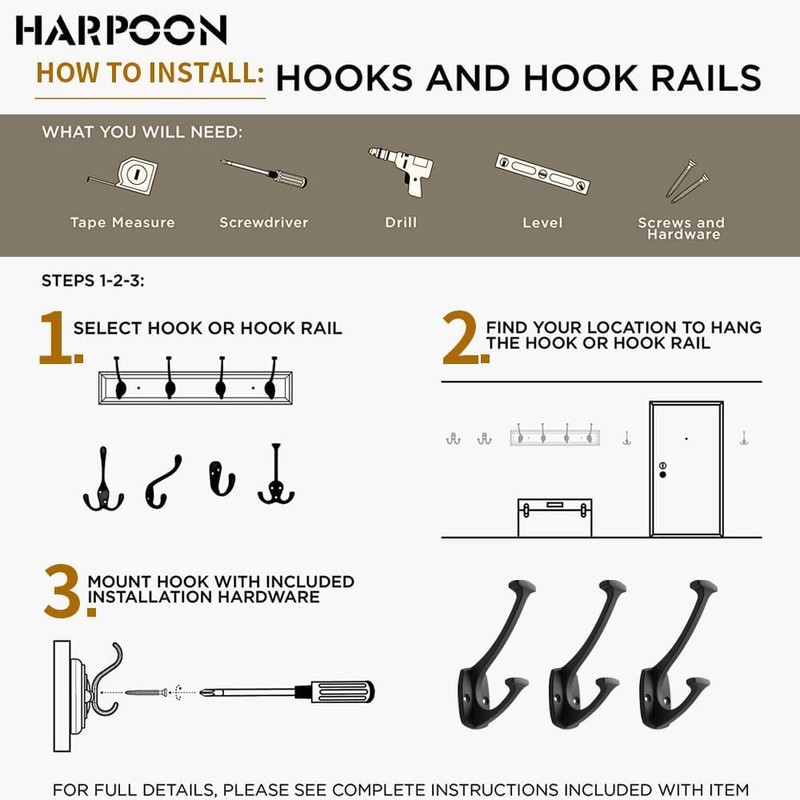 HARPOON Double Prong Decorative Wall Hook | 3 Pack Oil