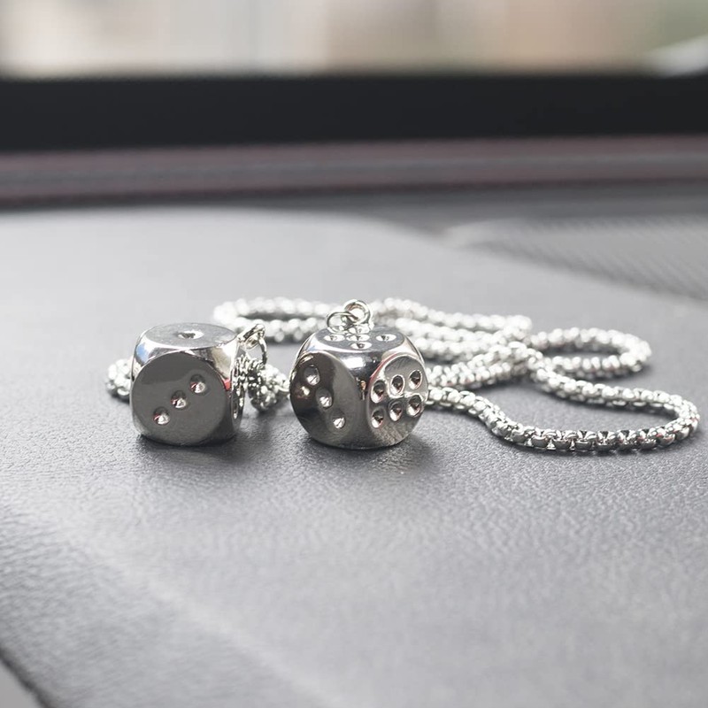 AMIORO Creative Hanging Dice with Dots Car Metal Pendant Rear