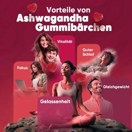 Ashwagandha 1200 mg - 120 Gummy Bears - 2 Months Supply - No Gelatin, Vegan & Gluten Free - Raspberry Flavour - Ashwagandha Root Extract (Withania Somnifera) - Natural Ingredients - WeightWorld