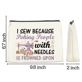 FYDHQSS Sewing Gifts Makeup Bag, Hostess Gifts for Women Mom Grandma Birthday Christmas Gift Ideas for Quilters Sewing Lovers Cosmetic Bag with Zipper Travel Toiletry Bag Makeup Pouch for Purse