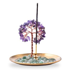 Incense Holder for Sticks, Healing Crystal Stone Money Tree Incense Burner, Ash Catcher for Yoga, Meditation and Home Decor