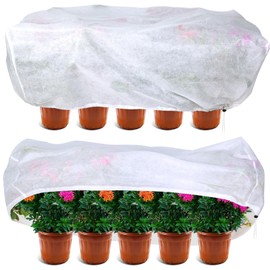 KQYSLXG 2 Pcs Plant Frost Cover, Rectangular Planter Plant Winter Frost Blanket with Drawstring, Garden Netting for Garden Protection, Raised Beds in Winter Damaged Bark(59 * 15.7 * 17.7 INCH)